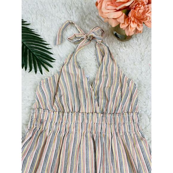 NEW Juniors Women's Abercrombie S Fitch multi-layer stripe halter TOP Boho Party - Picture 2 of 7